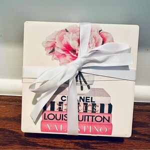 Amanda Greenwood Luxury Ceramic Coasters – Set of 4 Designer Chic Prints NWT